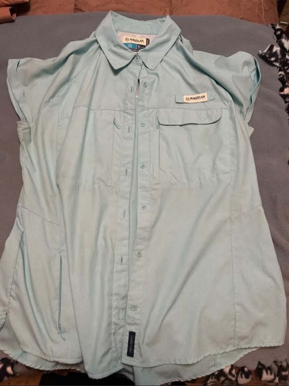 Magellan Outdoors Women’s Button-Down Short-Sleeve Shirt - Light Aqua